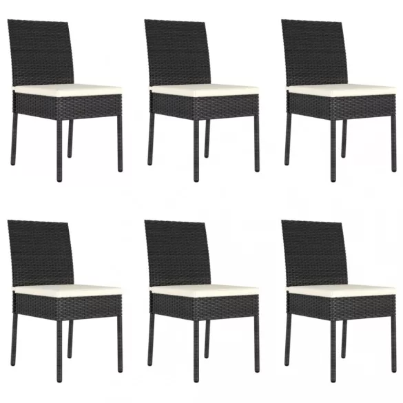 7 részes fekete polyrattan kerti étkezőgarnitúra