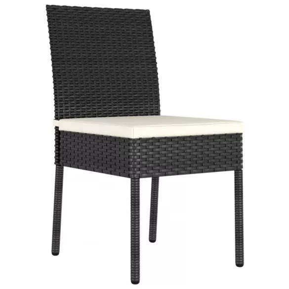 7 részes fekete polyrattan kerti étkezőgarnitúra
