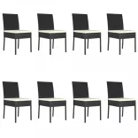 9 részes fekete polyrattan kerti étkezőgarnitúra