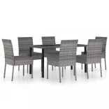 7 részes szürke polyrattan kerti étkezőgarnitúra