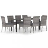 9 részes szürke polyrattan kerti étkezőgarnitúra