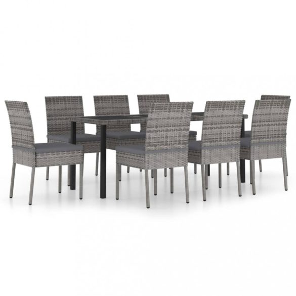9 részes szürke polyrattan kerti étkezőgarnitúra