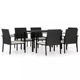7 részes fekete polyrattan kerti étkezőgarnitúra