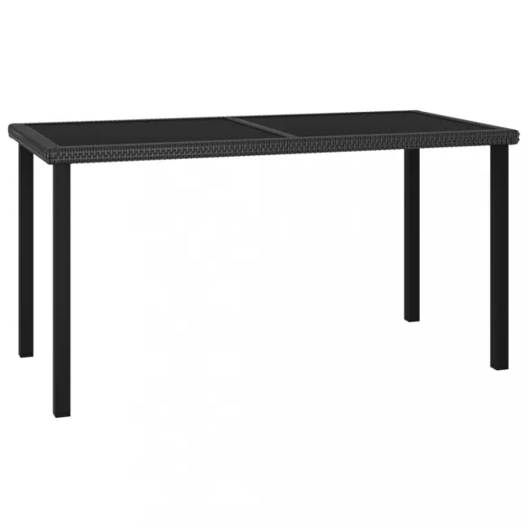 7 részes fekete polyrattan kerti étkezőgarnitúra