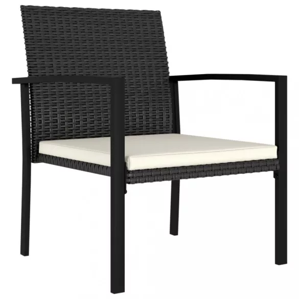 7 részes fekete polyrattan kerti étkezőgarnitúra