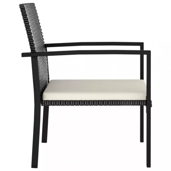 7 részes fekete polyrattan kerti étkezőgarnitúra