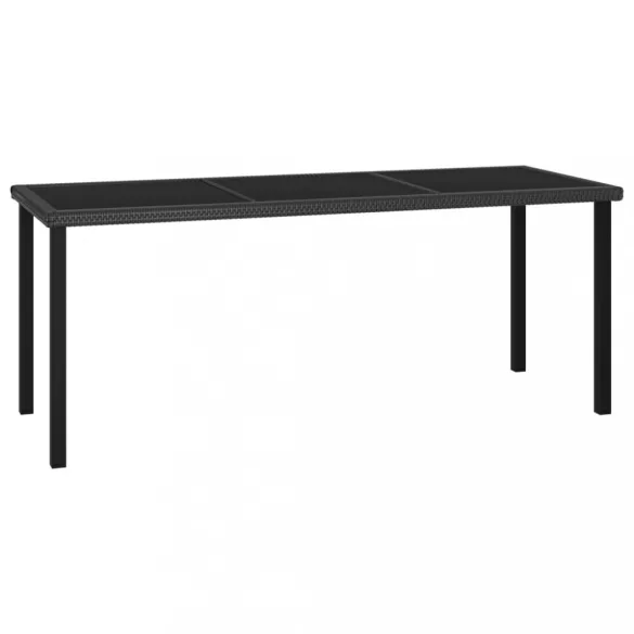 7 részes fekete polyrattan kerti étkezőgarnitúra
