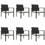 7 részes fekete polyrattan kerti étkezőgarnitúra