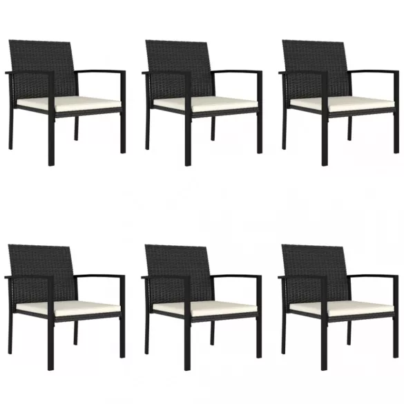 7 részes fekete polyrattan kerti étkezőgarnitúra