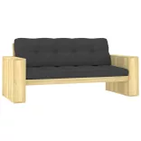 impregnált fenyőfa kerti pad antracitszürke párnákkal 179 cm