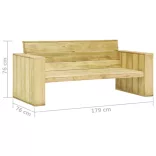 impregnált fenyőfa kerti pad antracitszürke párnákkal 179 cm