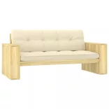 impregnált fenyőfa kerti pad krémstínű párnákkal 179 cm