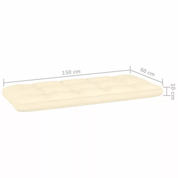 impregnált fenyőfa kerti pad krémstínű párnákkal 179 cm