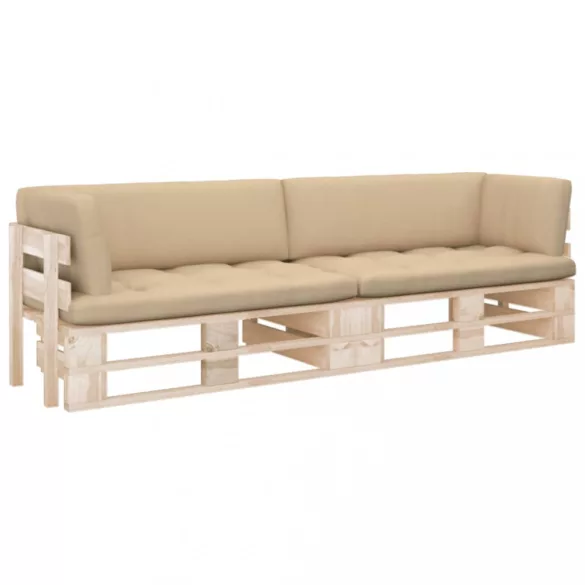 kétszemélyes impregnált fenyőfa raklapkanapé párnákkal