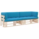 kétszemélyes impregnált fenyőfa raklapkanapé párnákkal