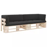 kétszemélyes impregnált fenyőfa raklapkanapé párnákkal