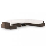 10 részes barna polyrattan kerti ülőgarnitúra párnákkal