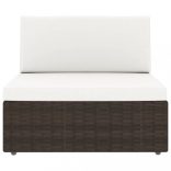 10 részes barna polyrattan kerti ülőgarnitúra párnákkal