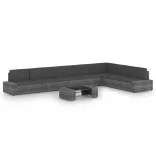 8 részes szürke polyrattan kerti ülőgarnitúra párnákkal