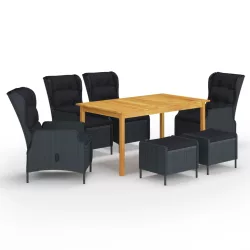 7 részes sötétszürke kerti étkezőgarnitúra