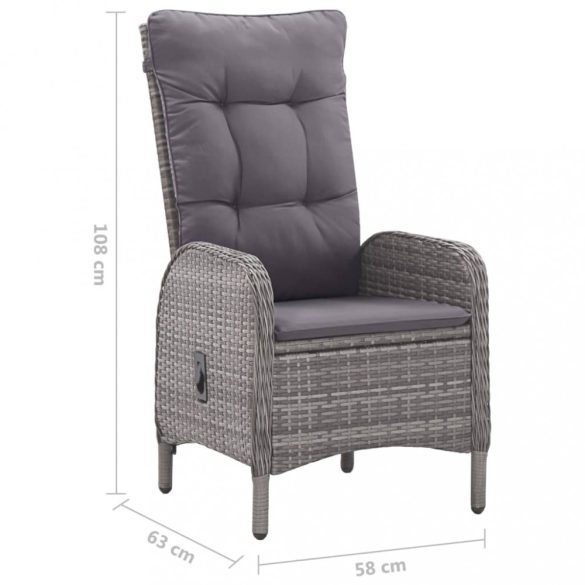 9 részes szürke kerti étkezőgarnitúra