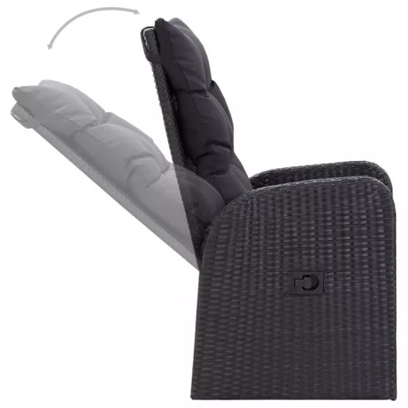 9 részes fekete kerti étkezőgarnitúra