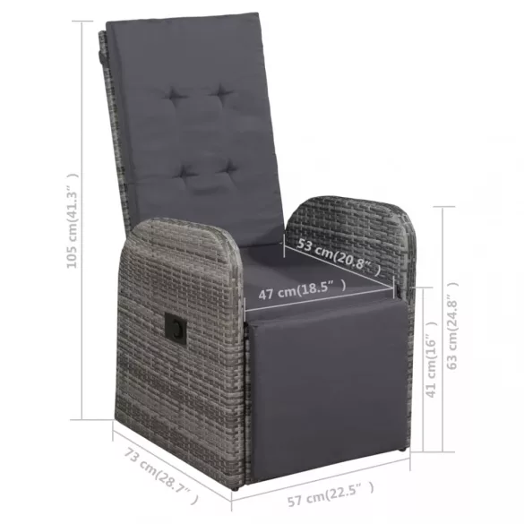 7 részes szürke kerti étkezőgarnitúra