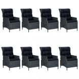 9 részes sötétszürke kerti étkezőgarnitúra