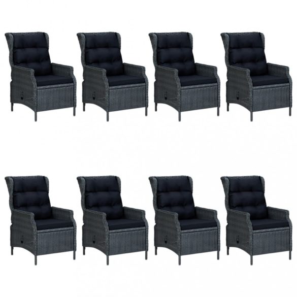 9 részes sötétszürke kerti étkezőgarnitúra