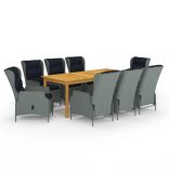 9 részes világosszürke kerti étkezőgarnitúra