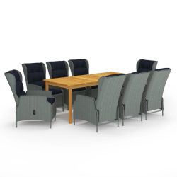 9 részes világosszürke kerti étkezőgarnitúra