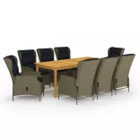 9 részes barna kerti étkezőgarnitúra