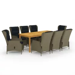 9 részes barna kerti étkezőgarnitúra