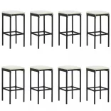 9 részes fekete kerti bárszett párnákkal