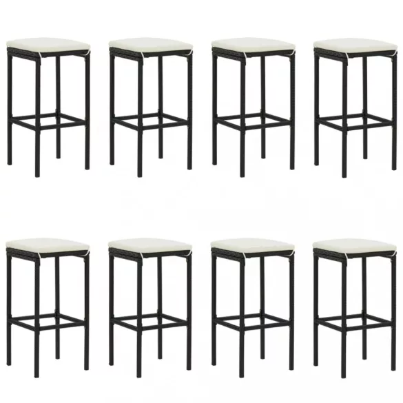 9 részes fekete kerti bárszett párnákkal