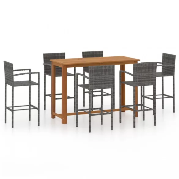 7 részes szürke kerti bárszett