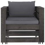 2 részes szürke impregnált fa kerti társalgó párnákkal