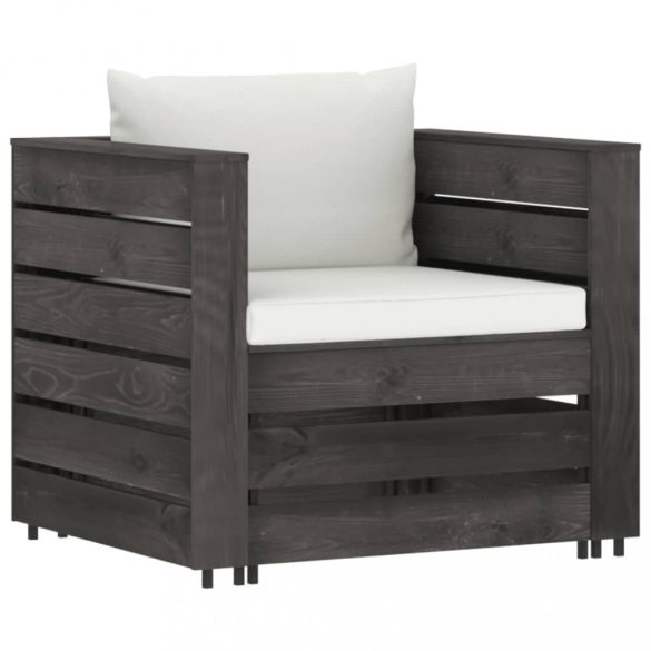 2 részes szürke impregnált fa kerti társalgó párnákkal