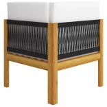 kétszemélyes kerti pad párnákkal, akácfa és kötél