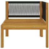 kétszemélyes kerti pad párnákkal, akácfa és kötél