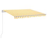 sárga és fehér kézzel kihúzható LED-es napellenző 300 x 250 cm