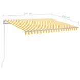 sárga és fehér kézzel kihúzható LED-es napellenző 300 x 250 cm