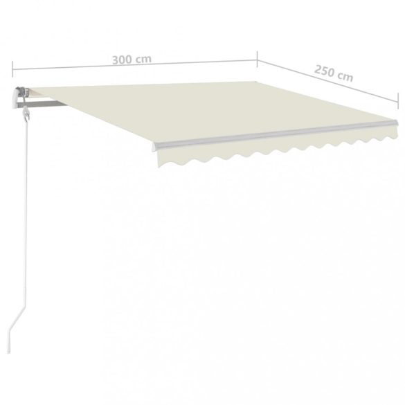 krémszínű automata szélérzékelős és LED-es napellenző 300x250cm