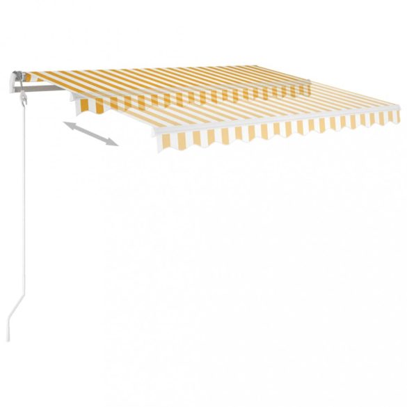 sárga-fehér szélérzékelős és LED-es napellenző 300x250 cm