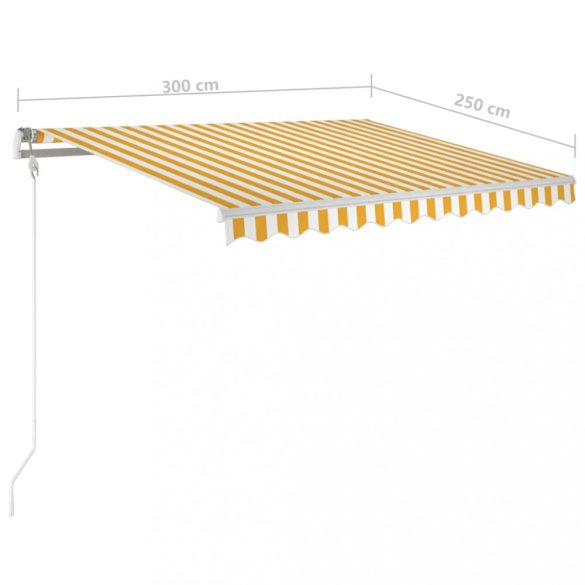 sárga-fehér szélérzékelős és LED-es napellenző 300x250 cm