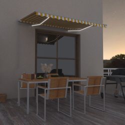   sárga és fehér kézzel kihúzható LED-es napellenző 350 x 250 cm