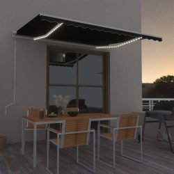   antracitszürke szélérzékelős és LED-es napellenző 400x300 cm