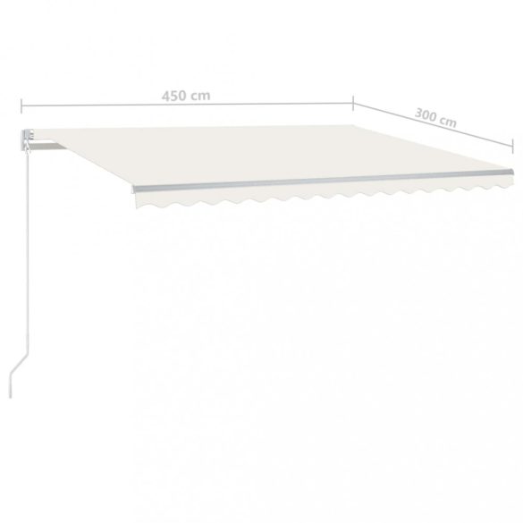 krémszínű automata szélérzékelős és LED-es napellenző 450x300cm
