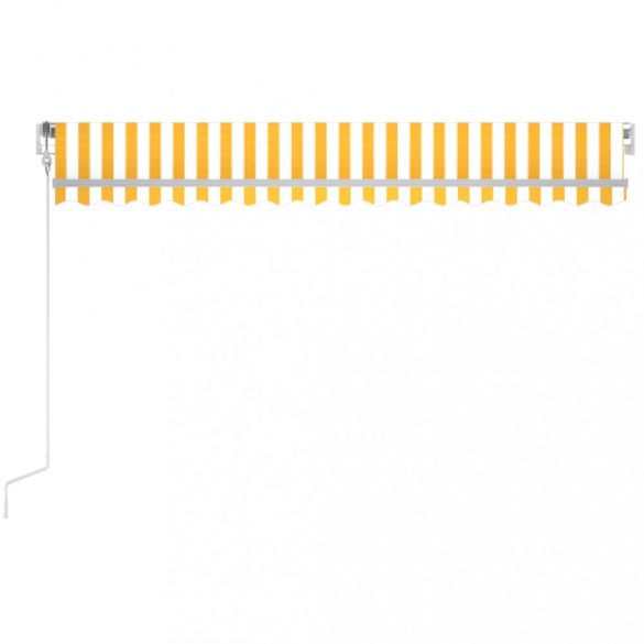 sárga-fehér szélérzékelős és LED-es napellenző 450 x 300 cm