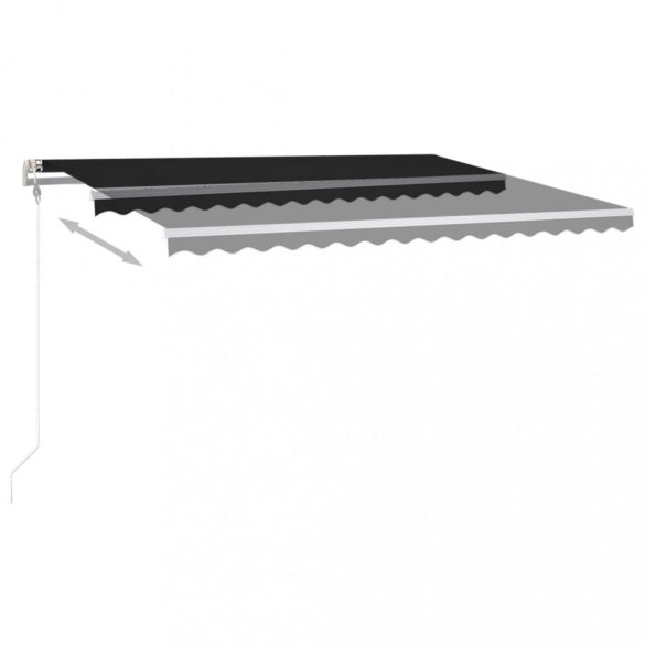 antracitszürke szélérzékelős és LED-es napellenző 450 x 300 cm